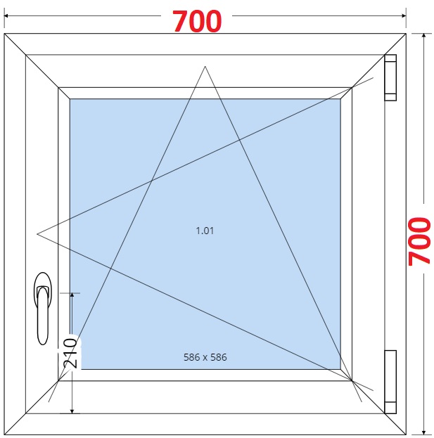 SMART Plastov okno 70x70, Otevrav a sklopn