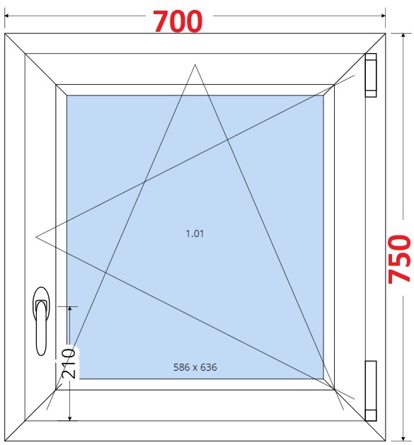Dvoukdl balkonov dvee s pkou OS VEKA 82MD SMART Plastov okno 70x75, Otevrav a sklopn
