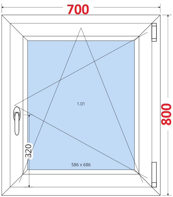 Dvoukdl balkonov dvee s pkou OS VEKA 82MD SMART Plastov okno 70x80, Otevrav a sklopn
