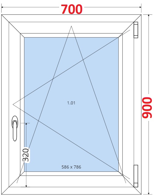 Dvoukdl balkonov dvee s pkou OS VEKA 82MD SMART Plastov okno 70x90, Otevrav a sklopn