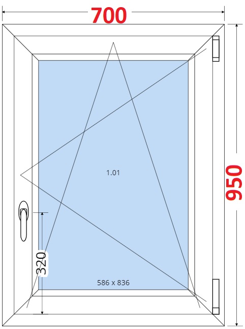 Dvoukdl balkonov dvee s pkou OS VEKA 82MD SMART Plastov okno 70x95, Otevrav a sklopn