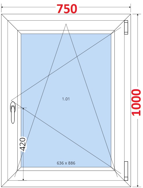 Dvoukdl balkonov dvee VEKA 82MD SMART Plastov okno 75x100, Otevrav a sklopn