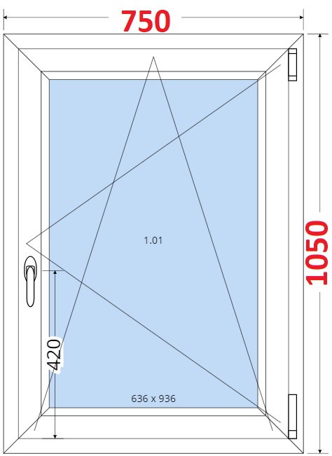 Dvoukdl balkonov dvee s pkou OS VEKA 82MD SMART Plastov okno 75x105, Otevrav a sklopn