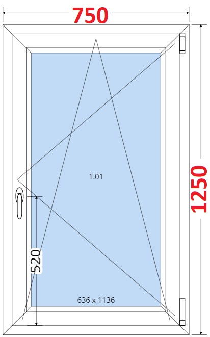 Okna OS - ka 75cm SMART Plastov okno 75x125, Otevrav a sklopn
