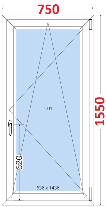 Okna OS - ka 75cm SMART Plastov okno 75x155, Otevrav a sklopn