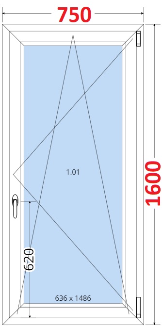 Okna OS - ka 75cm SMART Plastov okno 75x160, Otevrav a sklopn