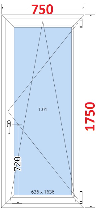 Okna OS - ka 75cm SMART Plastov okno 75x175, Otevrav a sklopn