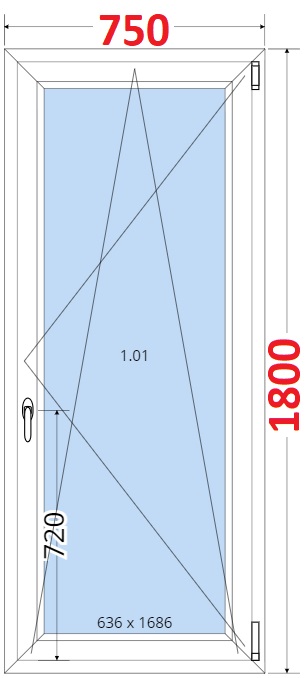 Okna OS - ka 75cm SMART Plastov okno 75x180, Otevrav a sklopn