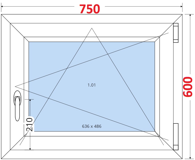 Okna OS - ka 75cm SMART Plastov okno 75x60, Otevrav a sklopn