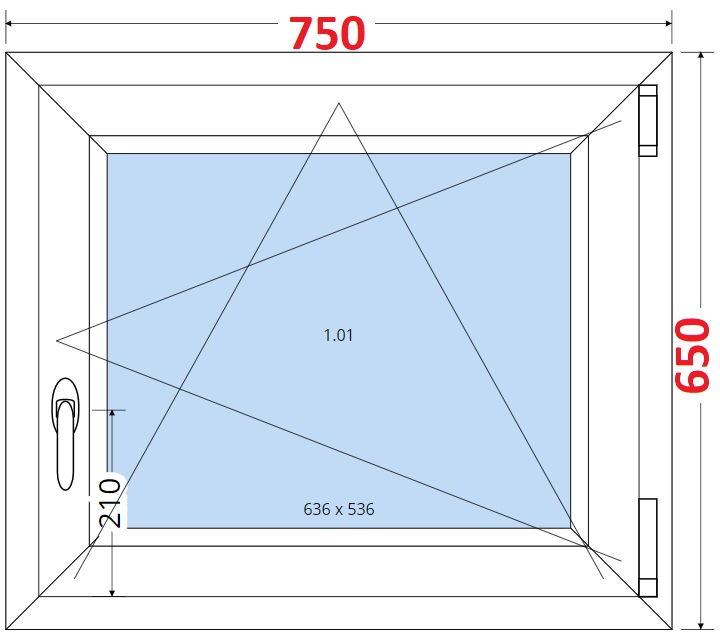 Dvoukdl balkonov dvee s pkou OS VEKA 82MD SMART Plastov okno 75x65, Otevrav a sklopn