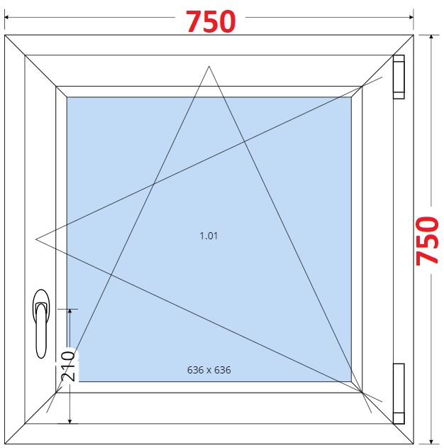 Jednokdl Okna SMART - Na mru SMART Plastov okno 75x75, Otevrav a sklopn