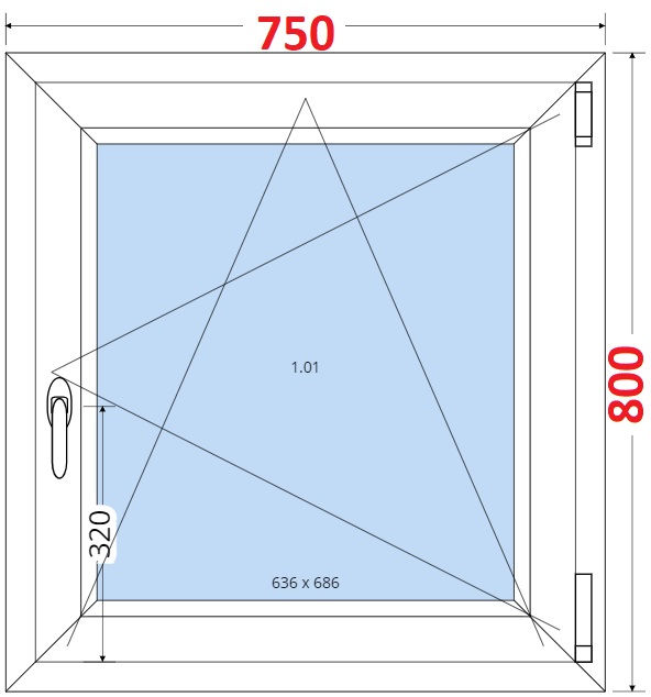 Dvoukdl balkonov dvee s pkou OS VEKA 82MD SMART Plastov okno 75x80, Otevrav a sklopn