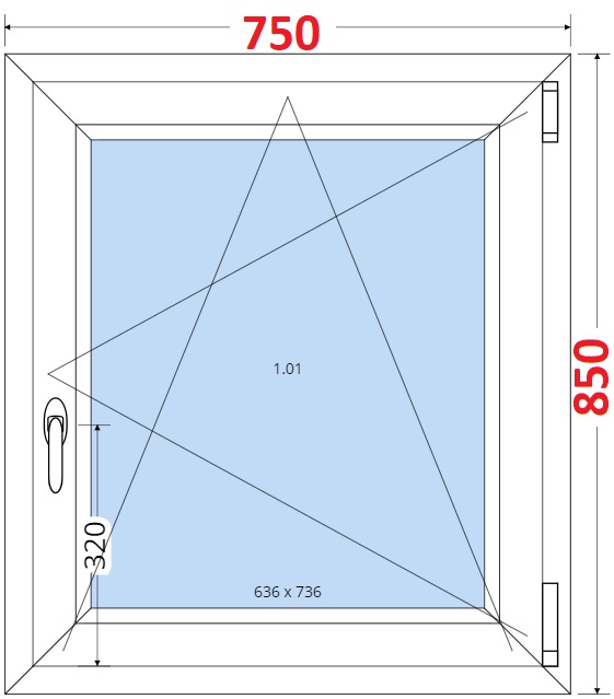 Dvoukdl balkonov dvee s pkou OS VEKA 82MD SMART Plastov okno 75x85, Otevrav a sklopn