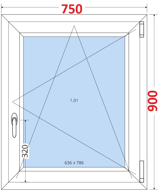 Dvoukdl balkonov dvee s pkou OS VEKA 82MD SMART Plastov okno 75x90, Otevrav a sklopn