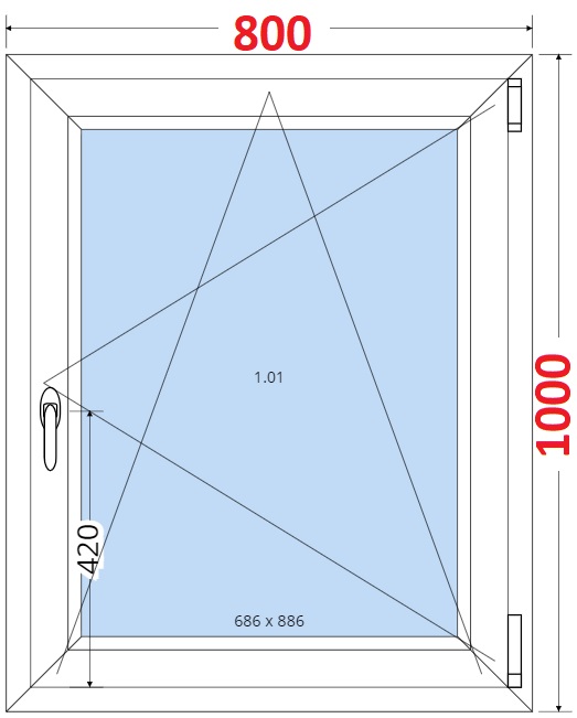 SMART Plastov okno 80x100, Otevrav a sklopn