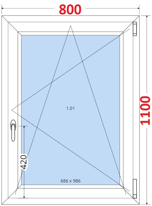 Dvoukdl balkonov dvee s pkou OS VEKA 82MD SMART Plastov okno 80x110, Otevrav a sklopn