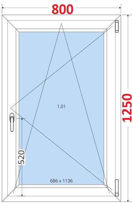 Okna OS - ka 80cm SMART Plastov okno 80x125, Otevrav a sklopn
