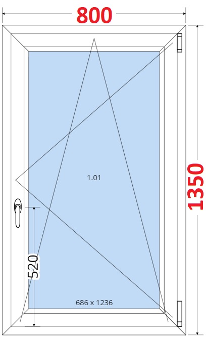Okna OS - ka 80cm SMART Plastov okno 80x135, Otevrav a sklopn
