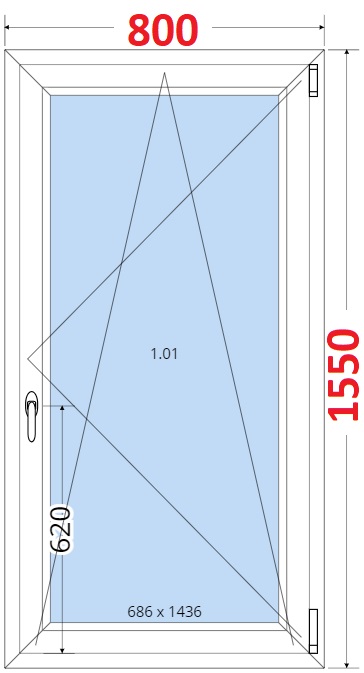 Okna OS - ka 80cm SMART Plastov okno 80x155, Otevrav a sklopn