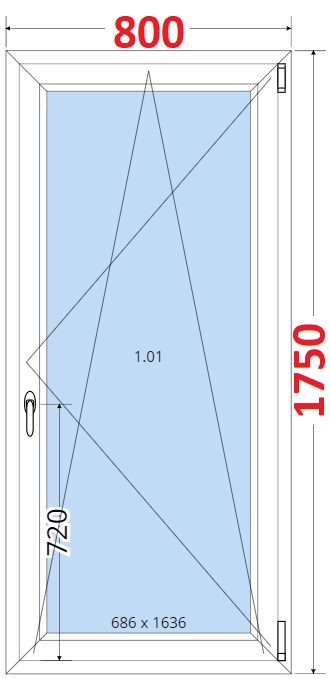 Okna OS - ka 80cm SMART Plastov okno 80x175, Otevrav a sklopn
