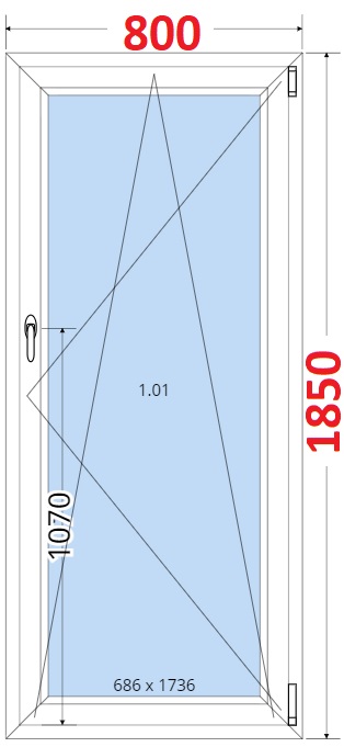 Okna OS - ka 80cm SMART Plastov okno 80x185, Otevrav a sklopn
