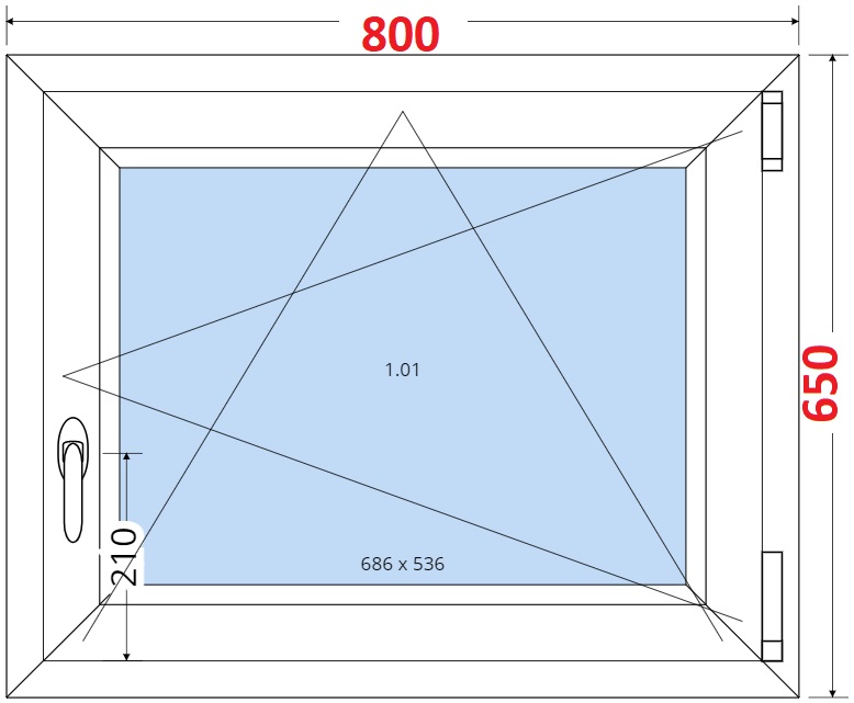 SMART Plastov okno 80x65, Otevrav a sklopn
