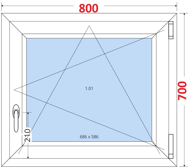 SMART Plastov okno 80x70, Otevrav a sklopn