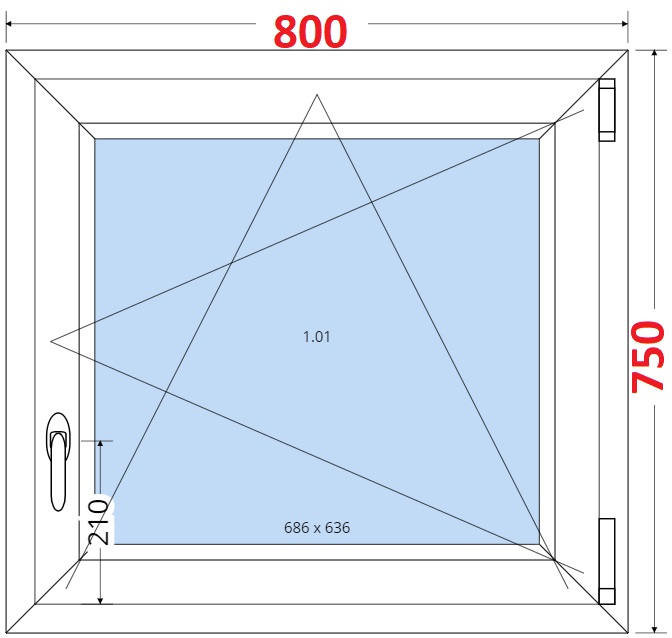SMART Plastov okno 80x75, Otevrav a sklopn
