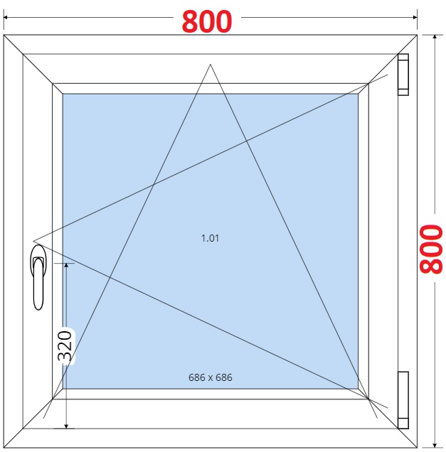 Dvoukdl balkonov dvee s pkou OS VEKA 82MD SMART Plastov okno 80x80, Otevrav a sklopn