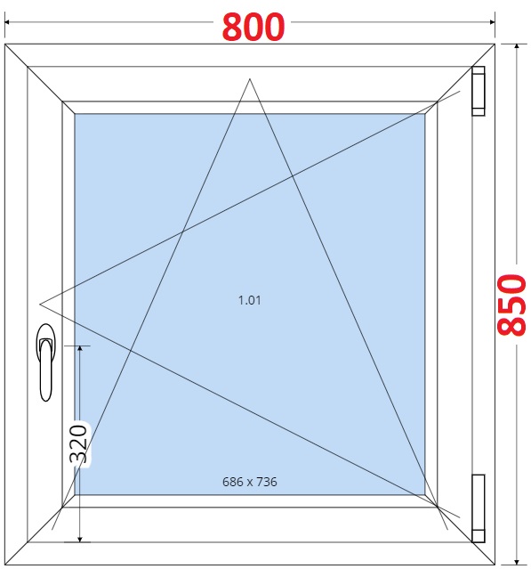 SMART Plastov okno 80x85, Otevrav a sklopn
