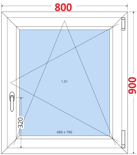 Jednokdl Okna SMART - Na mru SMART Plastov okno 80x90, Otevrav a sklopn
