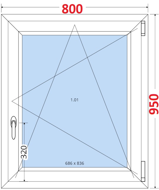 Dvoukdl balkonov dvee s pkou OS VEKA 82MD SMART Plastov okno 80x95, Otevrav a sklopn