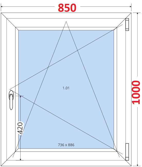 Jednokdl Okna SMART - Na mru SMART Plastov okno 85x100, Otevrav a sklopn