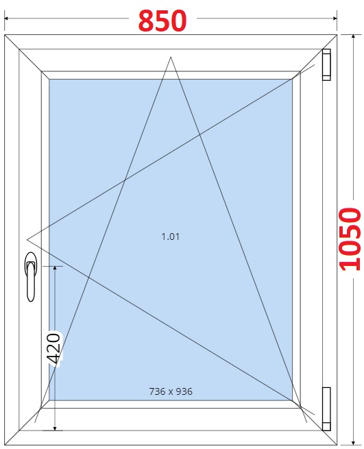 Jednokdl Okna SMART - Na mru SMART Plastov okno 85x105, Otevrav a sklopn