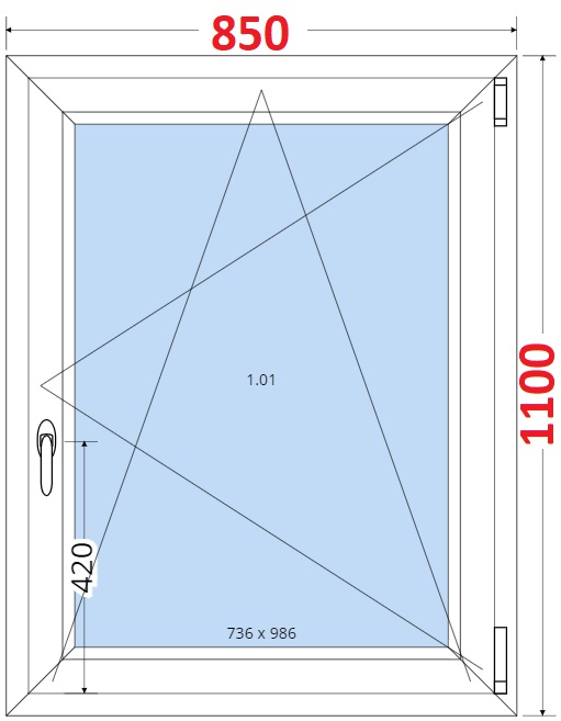 Dvoukdl balkonov dvee s pkou OS VEKA 82MD SMART Plastov okno 85x110, Otevrav a sklopn