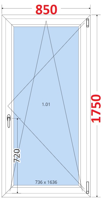 Okna OS - ka 85cm SMART Plastov okno 85x175, Otevrav a sklopn