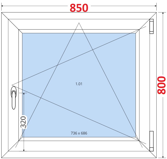 Dvoukdl balkonov dvee s pkou OS VEKA 82MD SMART Plastov okno 85x80, Otevrav a sklopn