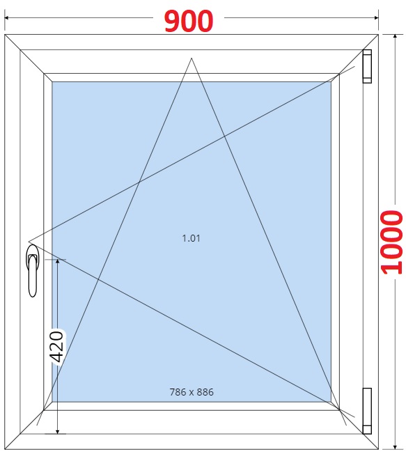 Dvoukdl balkonov dvee s pkou OS VEKA 82MD SMART Plastov okno 90x100, Otevrav a sklopn