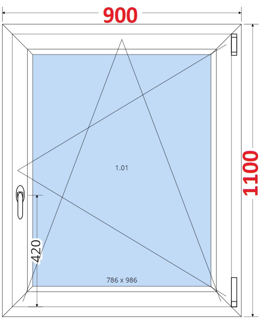 Dvoukdl balkonov dvee s pkou OS VEKA 82MD SMART Plastov okno 90x110, Otevrav a sklopn