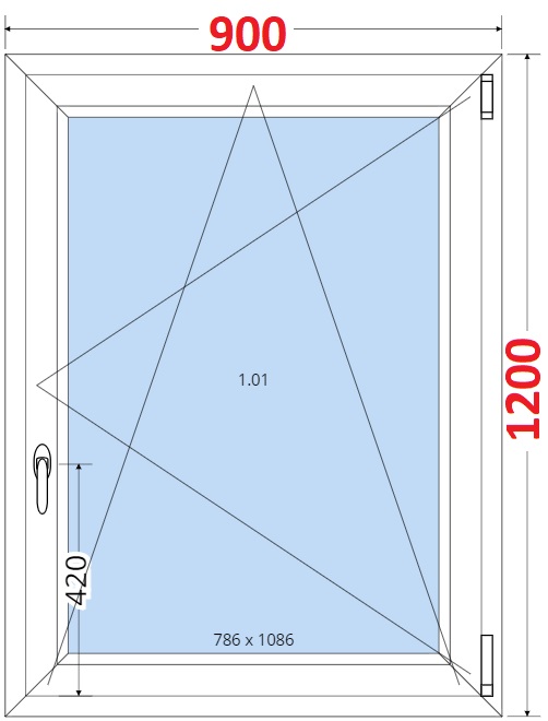 Dvoukdl balkonov dvee s pkou OS VEKA 82MD SMART Plastov okno 90x120, Otevrav a sklopn