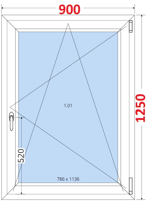 Dvoukdl balkonov dvee s pkou OS VEKA 82MD SMART Plastov okno 90x125, Otevrav a sklopn