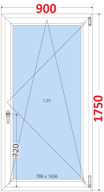 Okna OS - ka 90cm SMART Plastov okno 90x175, Otevrav a sklopn