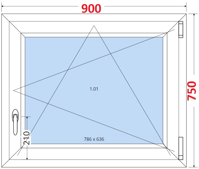 Okna OS - ka 90cm SMART Plastov okno 90x75, Otevrav a sklopn