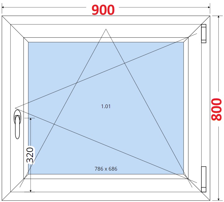 Okna OS - ka 90cm SMART Plastov okno 90x80, Otevrav a sklopn