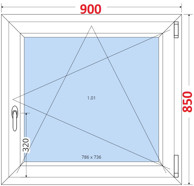 Dvoukdl balkonov dvee s pkou OS VEKA 82MD SMART Plastov okno 90x85, Otevrav a sklopn