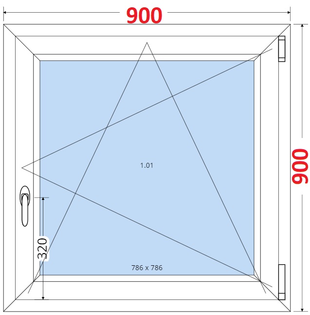 Jednokdl Okna SMART - Na mru SMART Plastov okno 90x90, Otevrav a sklopn