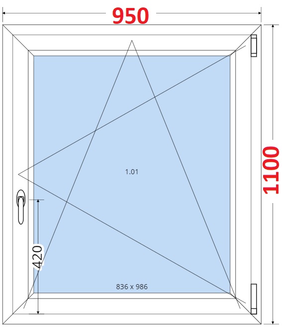Dvoukdl balkonov dvee s pkou OS VEKA 82MD SMART Plastov okno 95x110, Otevrav a sklopn
