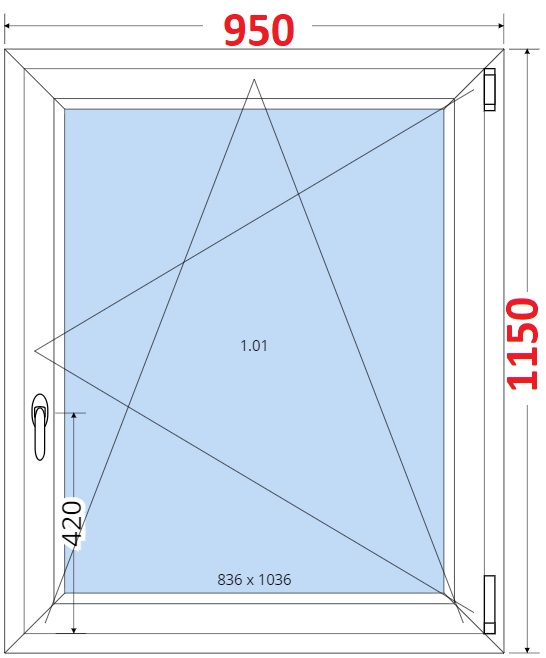 Okna OS - ka 95cm SMART Plastov okno 95x115, Otevrav a sklopn