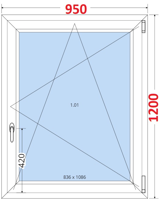 SMART Plastov okno 95x120, Otevrav a sklopn