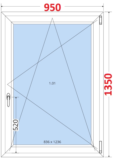 Okna OS - ka 95cm SMART Plastov okno 95x135, Otevrav a sklopn